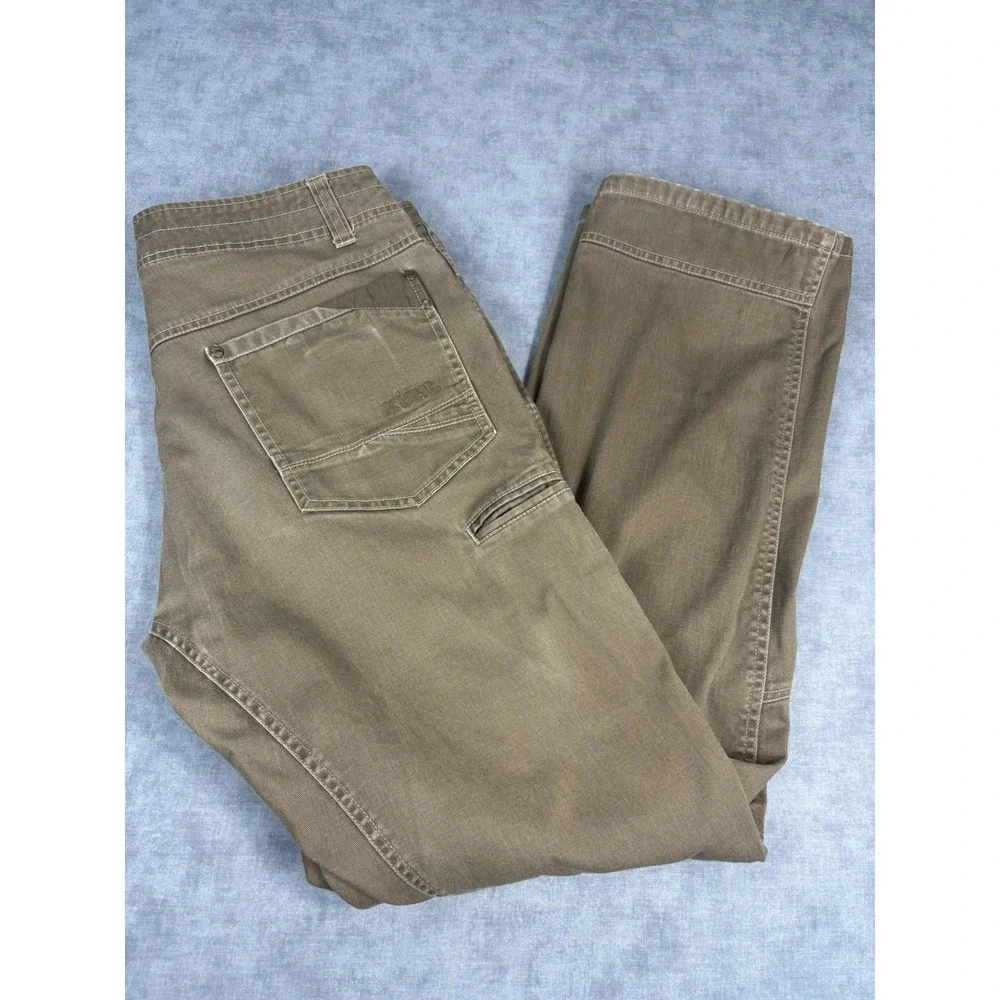 Kuhl Easy Rydr Pants Men 34x32 Brown Vintage Patina Dye Stretch Work Hiking